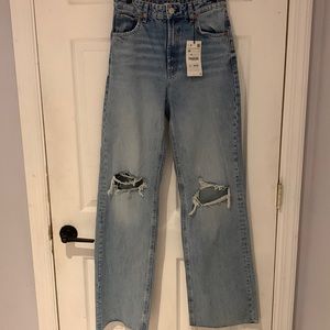 Zara High Rise Full Length Wide Leg Jeans